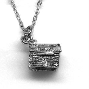 Miniature Log Cabin Charm Necklace